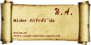 Wider Alfréda névjegykártya